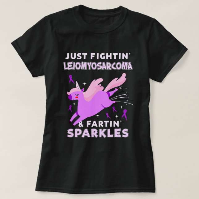 lustig lila Einhornkampf Leiomyosarkom T-Shirt (Design vorne)