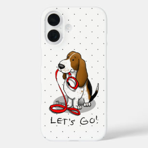 Lustig Los geht's! Spaziergang Basset Hound (dreif iPhone 16 Hülle