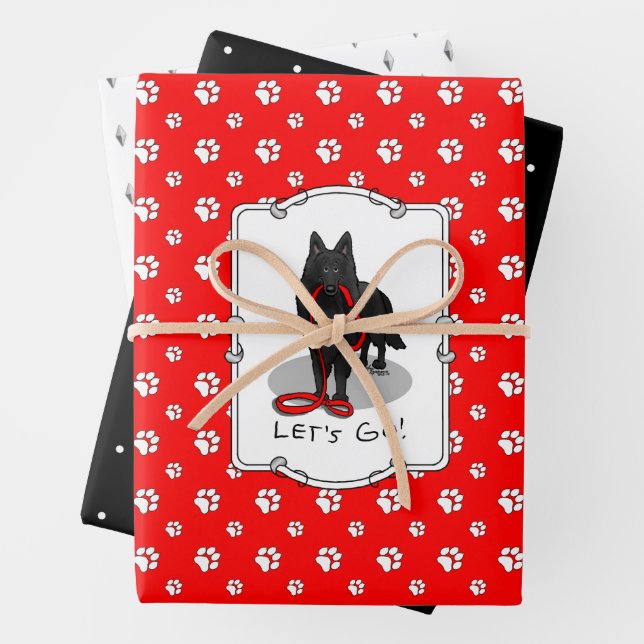 Lustig Los geht's! Spaziergang Belgischer Schäferh Geschenkpapier Set (Beispiel)