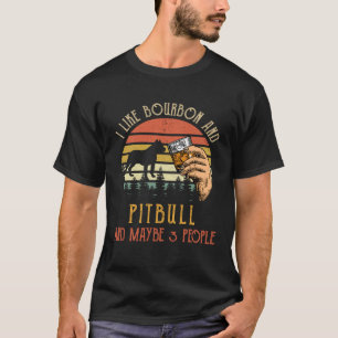 Lustig mag ich Bourbon und Pitbull-Hund vielleicht T-Shirt
