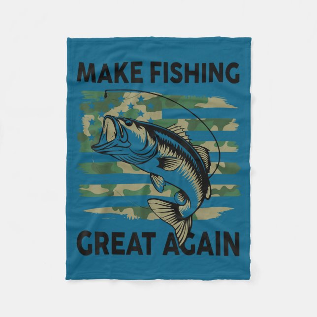 Lustig Make Fishing Great Again Camo B Fisch Ameri Fleecedecke (Vorderseite)