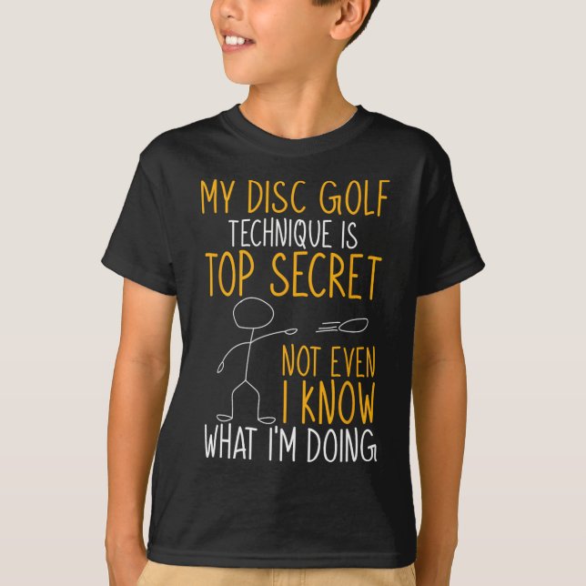 Lustig, meine Disc-Golf-Technik ist top secret (Vorderseite)