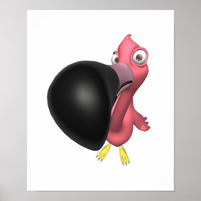 lustig nah rosa Flamingo Poster (Vorne)