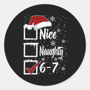 Lustig Nice Unartig 67 Weihnachts-Shirt Gehirn Fäu Runder Aufkleber
