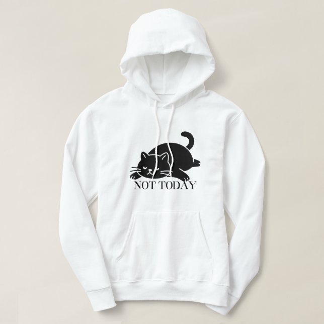 Lustig Nicht Heute Schwarze Katze Introvertierte S Hoodie (Design vorne)