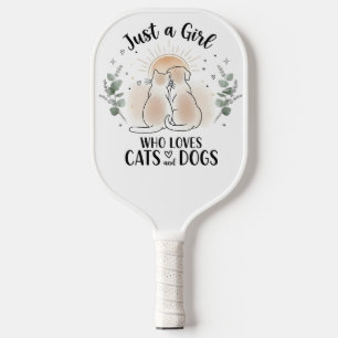 lustig Nur ein Mädchen, das Katzen und Hunde liebt Pickleball Schläger
