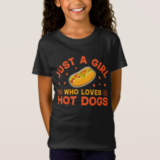Lustig nur Mädchen liebt Hotdogs Wortkunst T-Shirt