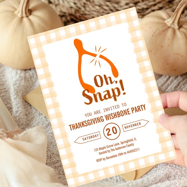 Lustig Oh Snap Truthahn Gabelbein Erntedankfest Einladung (Funny Oh Snap Turkey Wishbone Thanksgiving Invitation fall)