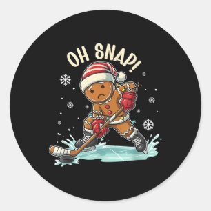 Lustig Oh Snap Weihnachten Lebkuchen spielt Eishoc Runder Aufkleber