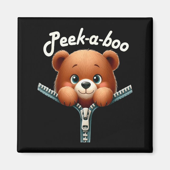Lustig - Peek-a-boo - Bär  Magnet (Vorne)