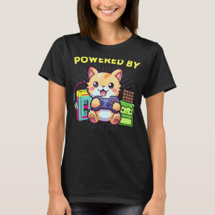 Lustig Powered By Gamer Cat Schokolade & Die 80er T-Shirt