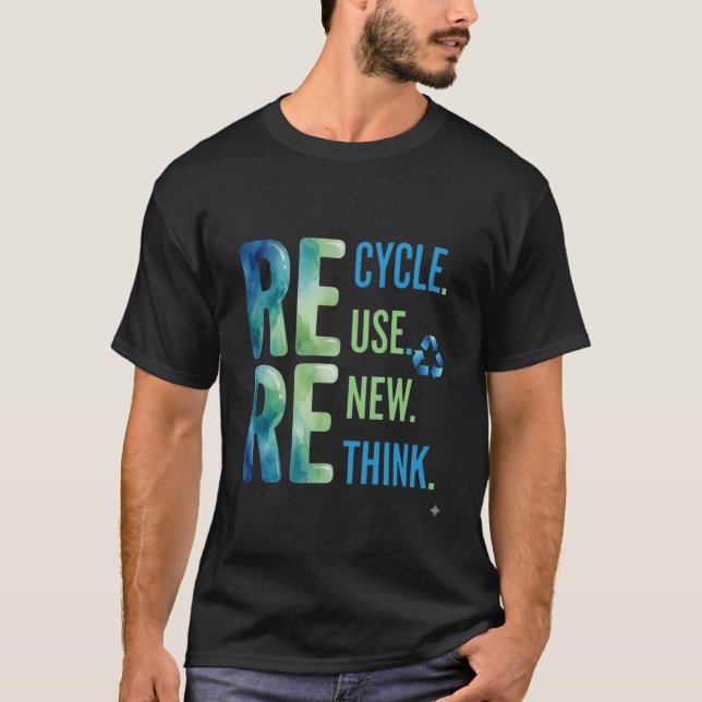 lustig Reduce Reuse Recycle Umweltfreundlich T-Shirt (Vorderseite)