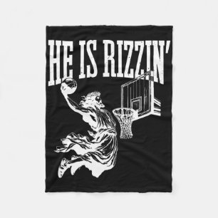 Lustig Retro Er Ist Rizzin Christliches Ostern Spi Fleecedecke