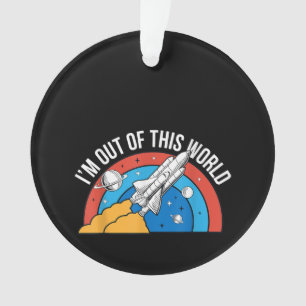 Lustig Retro Ich bin außerirdisch Weltraumrakete Ornament