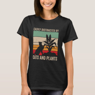Lustig Retro Vintage Leicht Ablenkbar Durch Katzen T-Shirt