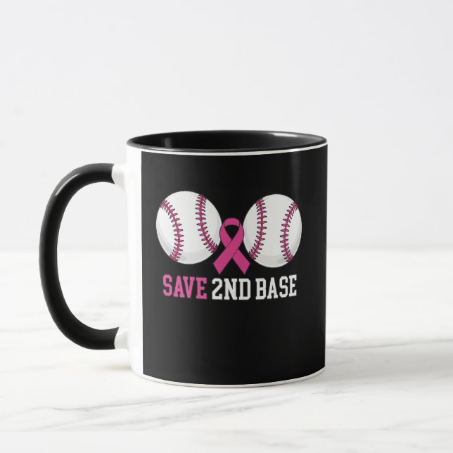 Lustig Rette 2. Base Baseball Brustkrebs Tasse (Links)