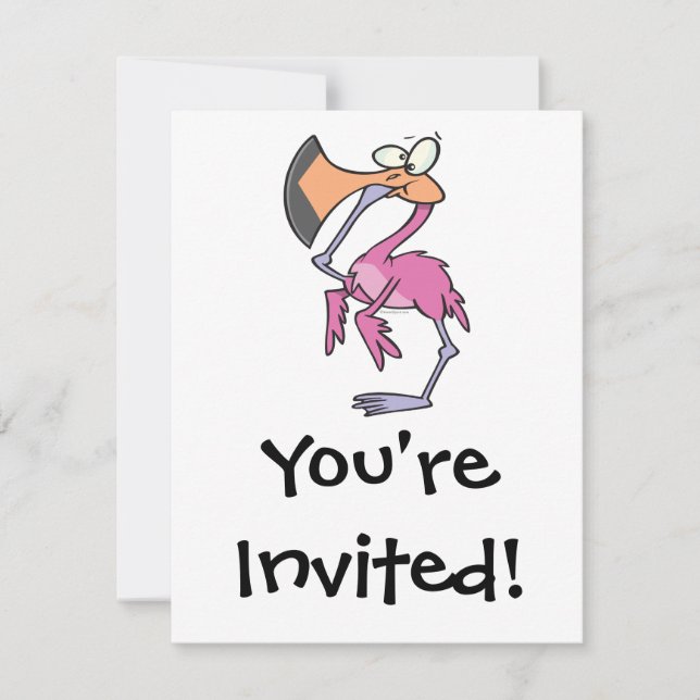lustig rosa Flamingo mit Mund Einladung (Vorderseite)