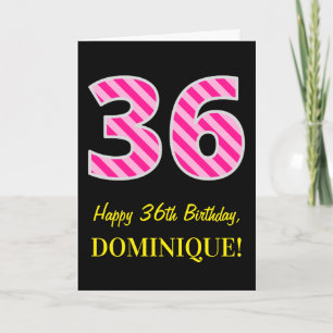 Lustig Rosa Gestreift "36"; Alles Gute zum 36. Geb Karte
