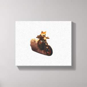 Lustig , Shiba Inu, Motorrad, Hund, Puppe, Männer, Leinwanddruck