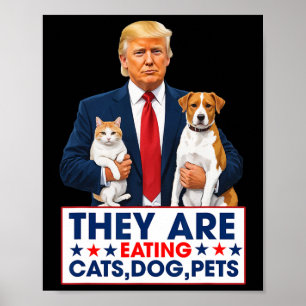 Lustig sie essen die Hunde die Katzen die Haustier Poster
