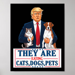 Lustig sie essen die Hunde die Katzen die Haustier Poster
