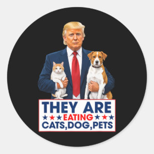 Lustig sie essen die Hunde die Katzen die Haustier Runder Aufkleber