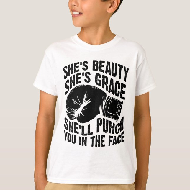 Lustig Sie ist schön Sie ist anmutig Sie wird dich T-Shirt (Vorderseite)