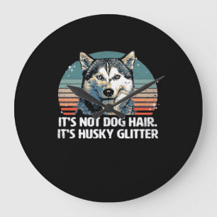 Lustig & Süß Sibirian Husky Hund Glitter Klassisch Große Wanduhr