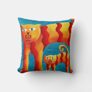 Lustig Trendige Whimsical Gebogene Katze und Kätz Kissen