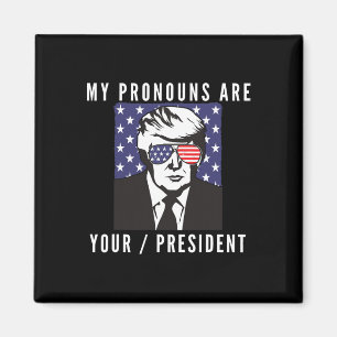 Lustig Trump Amerikanische Flagge Pronomen Ihr Prä Magnet