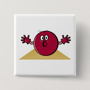 lustig verängstigter Bowlingball, der durch den Ca Button