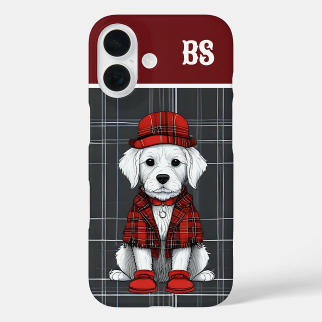 Lustig verkleideter schottischer Hund - Monogramm  Case-Mate iPhone Hülle (Rückseite)