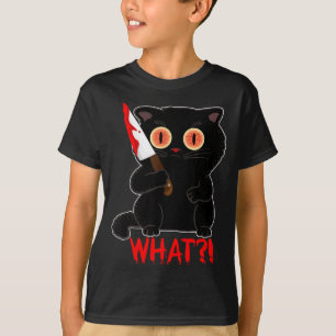 Lustig Was_ Y Schwarze Halloween-Katze sticht Kätz T-Shirt