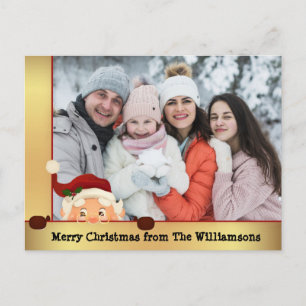Lustig. Weihnachtsmann Foto Bomb Gold Rahmen Weihn Feiertagspostkarte