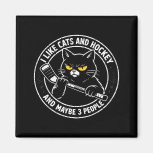 Lustig wie Katzen Hockey und vielleicht 3 Leute sa Magnet
