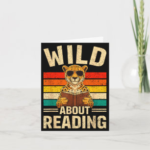 Lustig wild auf das Lesen von Retro-Cheetah-Buch-J Karte