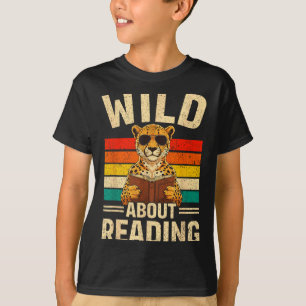 Lustig wild auf das Lesen von Retro Gepard Buch Ju T-Shirt