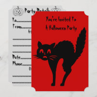 lustig wütende Black Cat Halloween-Party-Einladung