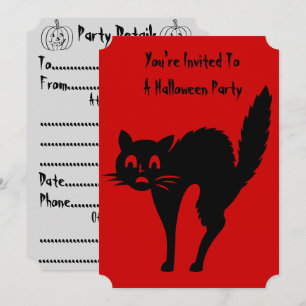 lustig wütende Black Cat Halloween-Party-Einladung Einladung