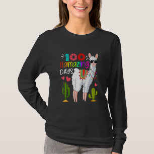 Lustige 100 Llamazing Tage des Schul-Lama-Lehrers T-Shirt