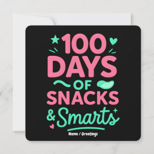 Lustige 100 Tage Schulfeier Kunst SnacksKid Einladung