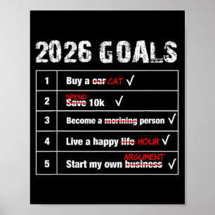 Lustige 2026 Ziele Hilarische Neujahr Sarcastic Poster