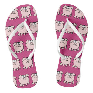 Lustige 2 Cartoon-Schwein-Farbwahl-Damen-Zehensteg Flip Flops