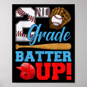Lustige 2. Klasse Batter Up Baseball Erster Schult Poster