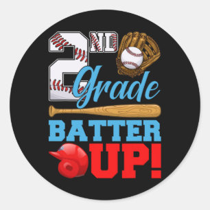 Lustige 2. Klasse Batter Up Baseball Erster Schult Runder Aufkleber