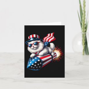Lustige 4. Juli patriotische Katze Rakete mit Feue Karte