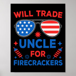 Lustige 4. Juli-Shirts, die Kinder gegen Onkel Fir Poster