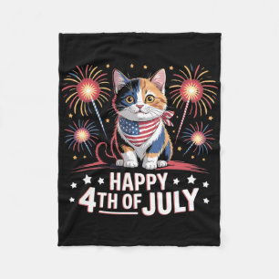 Lustige 4. Juli-Shirts Katze Glücklicher vierter J Fleecedecke