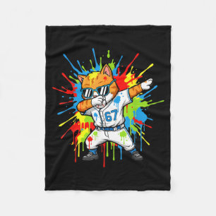 Lustige 67 Baseball Dabbing Katze 6 7 Tröpfelndes  Fleecedecke