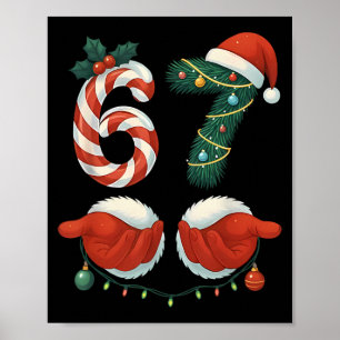 Lustige 67 Meme Santa Hand Weihnachten Pyjama Männ Poster